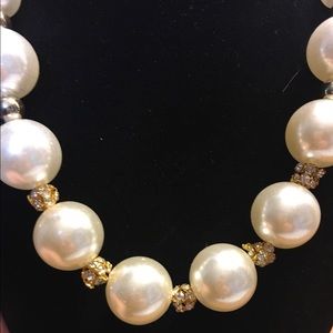 Pearl and rhinestone necklace